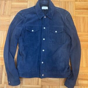 Reiss Blue Suede Trucker Jacket